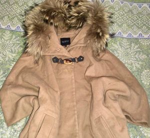 McGinn Wool Cape with Fur Hood