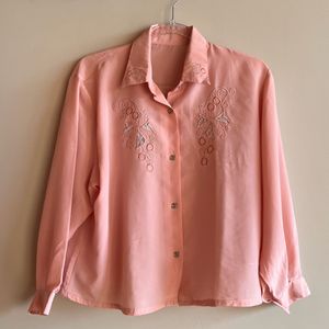 Vintage Peach Embroidered Blouse