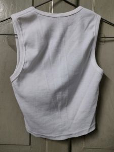 Halter Neck White Tank Top