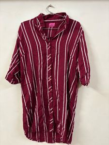 Maroon Striped Tunic Top