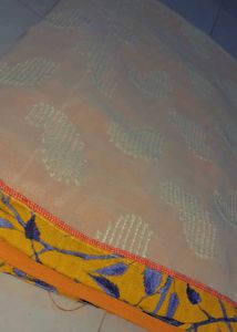 Ethnic mustard and cream saree