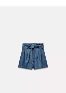 Denim Paper Bag Waist Shorts