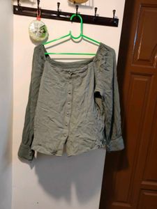 Olive Green Button-Down Blouse