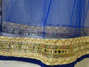 Vibrant Orange and Blue Embellished Dupatta✨