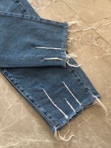 Distressed Hem Denim Jeans
