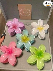 Floral Hair Claw Clips - Pack Of 4