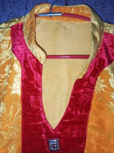 Velvet Yellow Stitched Kurta