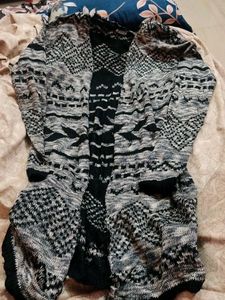 Patterned Open Front Cardigan Sweater