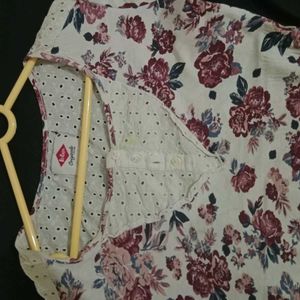 Floral Top with Eyelet Detail