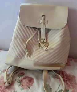 Cream Quilted Backpack