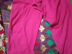 GentlyUsed RaniPinkFloral Print Jute kurti+Bottom