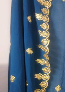 Elegant Blue &amp; Gold Kurta Sharara