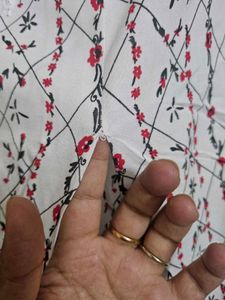 Off White Red Floral A Line Dress