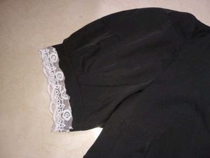 Cottage Core Black Dress With White Lace Lining