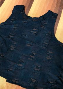 Women Black Ripped Style Casual Top
