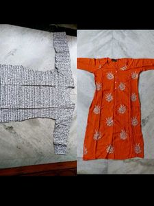 COMBO OF 2 COTTON KURTI🟠⚪