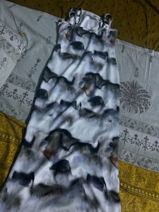 grey multi colour side cut dress