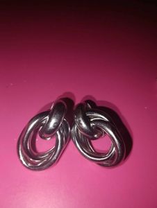 2 Pair Silver Tone Dangle Earrings