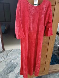 Red Embellished Kurta