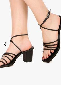 Tie Up Black Heels