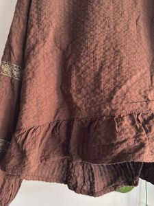 Brown Tie-Front Peplum Cardigan