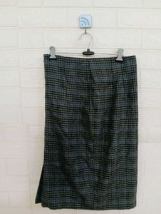 Vintage Plaid Wool Blend Skirt