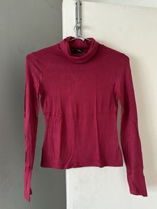 Burgundy Turtleneck Top