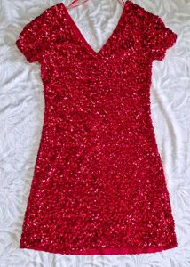 Red Heavy Sequined Dress