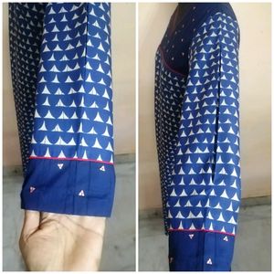 Blue Pintex Hand Embroidery Kurti