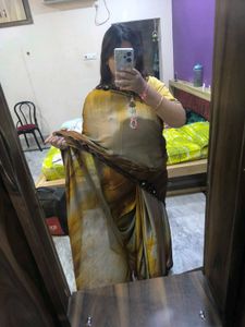 Elegant Brown Floral Saree