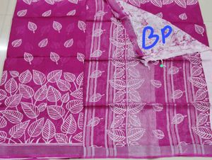 New Pink Linen Saree