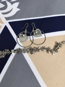 Cute Sliver Earings And Anklet