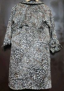 Brown Printed Winter Overcoat For 38 Bust