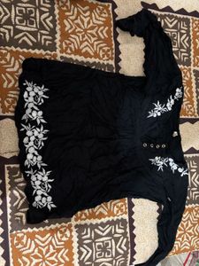 Embroidered Black Top