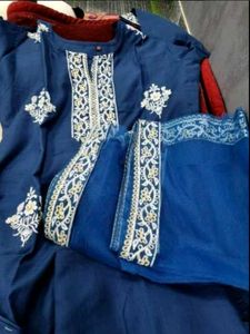 BLUE EMBROIDERY KURTA SET WITH DUPATTA