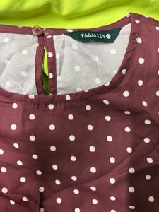 Maroon Polka Dot Top