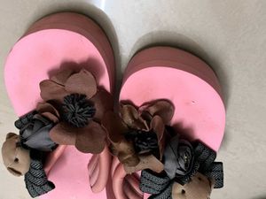 Cute Pink Embellished Flip Flops - Size 36