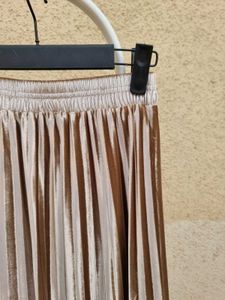 Korean Metallic Pleated Skirt