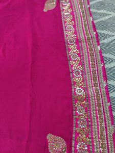 Hot Pink Embellished Saree