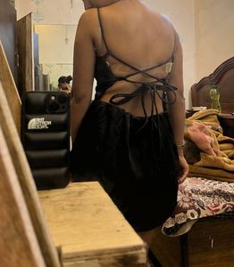 Black Satin Mini Dress