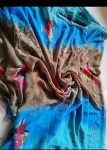 Floral Print Chiffon Saree