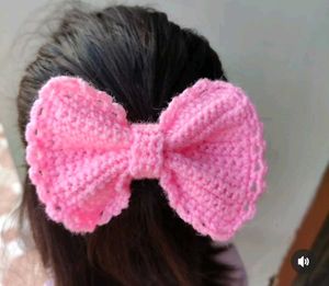 Pink Crochet Hair Bow