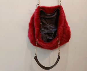 Red Faux Fur Hangbag