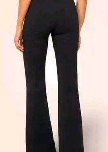 High Waist Elastic Band Black Trousers Women