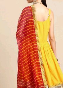 women pleated gotta patti kurta with skirt &amp; wit