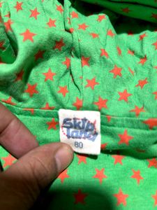 Kids Hooded Star Print Jacket – Green (Size 80)