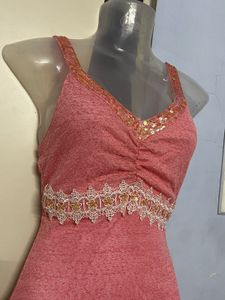 Yk21 Korean Pintrest Peach One Piece