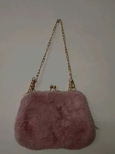 Pink Fuzzy Kisslock Bag