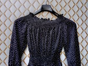 New With Tag Dotted Polka Clinched Waist Top