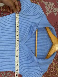 Urbanic Blue Fitted Collared Top
